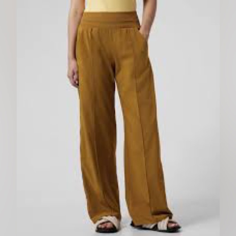 Athleta Nolita Wide Leg Pants in Brass Yellow